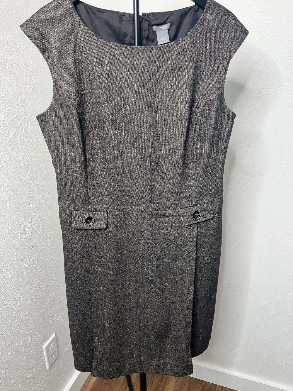 Classic Tweed Sleeveless Sheath Dress Preppy Quiet Luxury